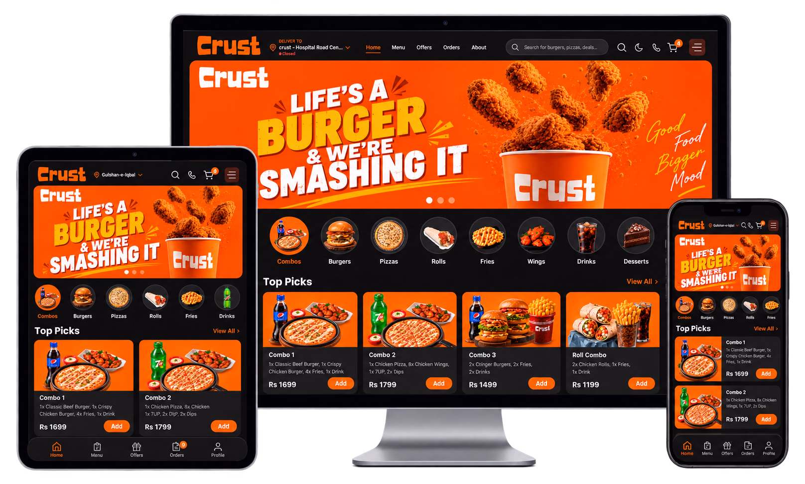 Restaurant website and mobile app showcase